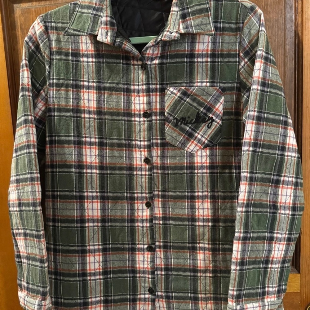 Disney - ‘Mickey’ embroidered flannel shirt - Large